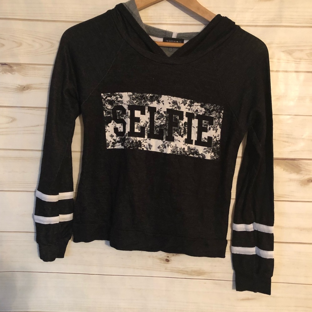 Flashmob Selfie Black & Gray Long Sleeve Hoodie